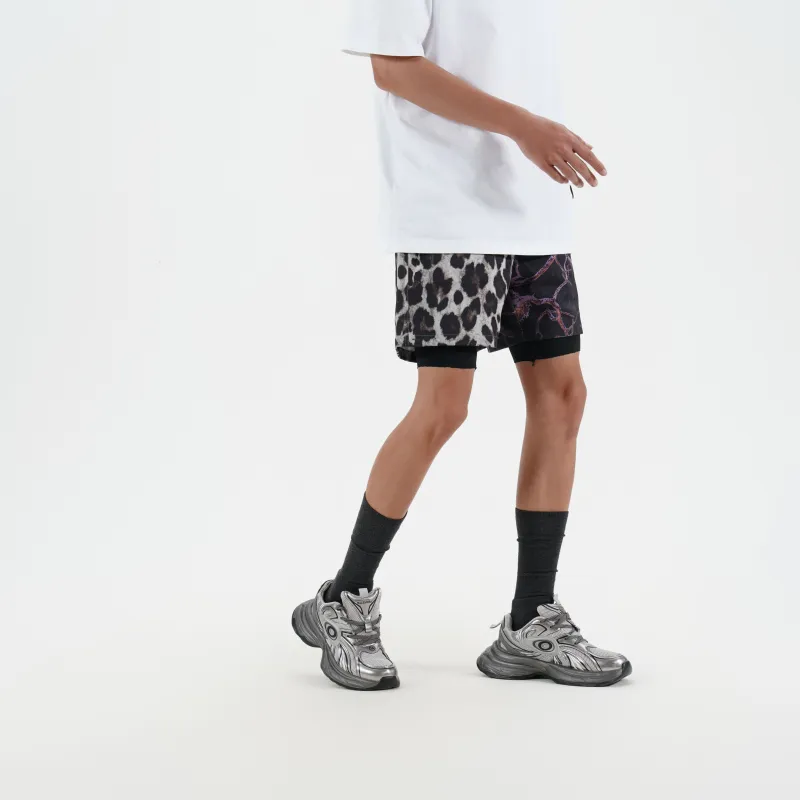 DNBH Dual Tone Collection Leopard Print Collection Casual Shorts Unisex-5