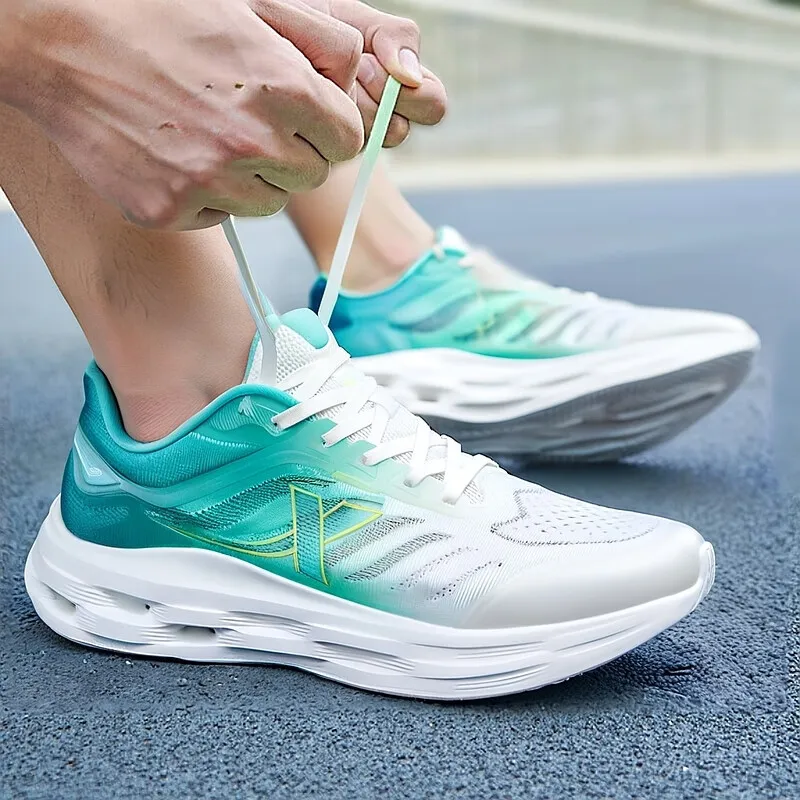 XTEP Breathable Lightweight Low Top Running Shoes Men's White Green-2