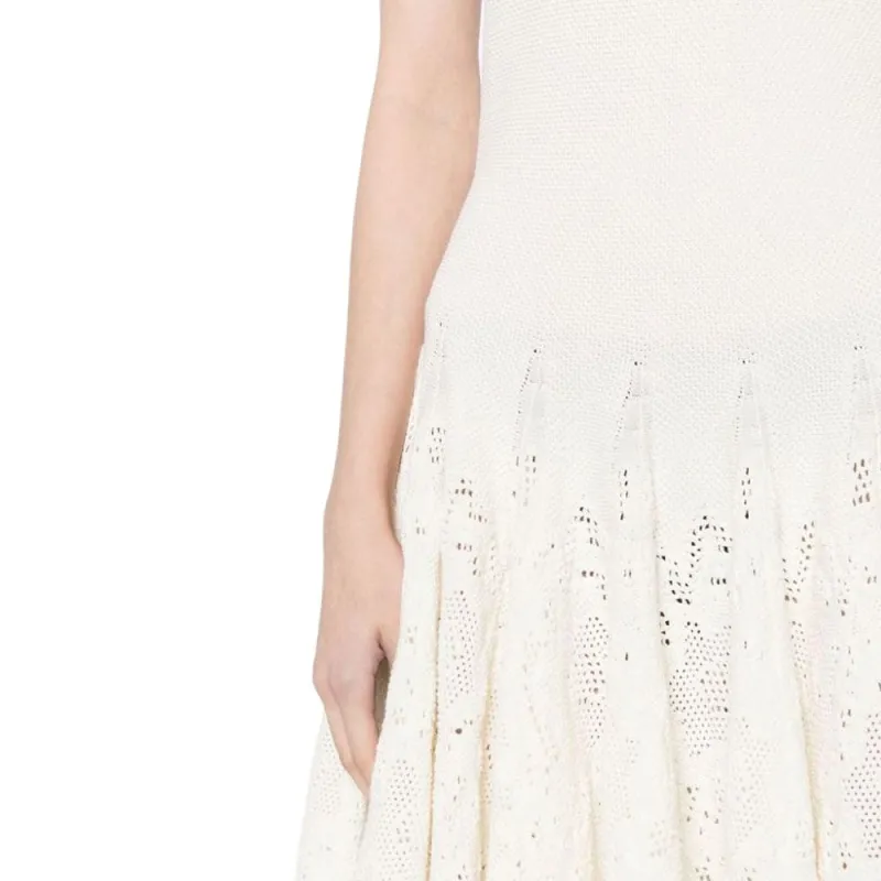 Alaia Pique Lace Skater Dress-5