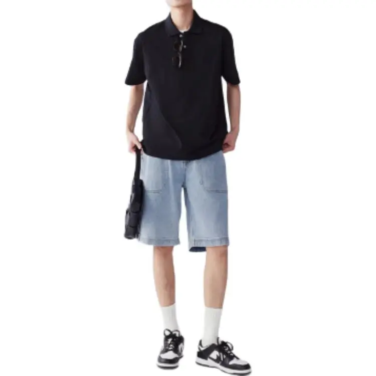 MIANXIANSHENG Denim Shorts Men's Vintage Light Blue-4