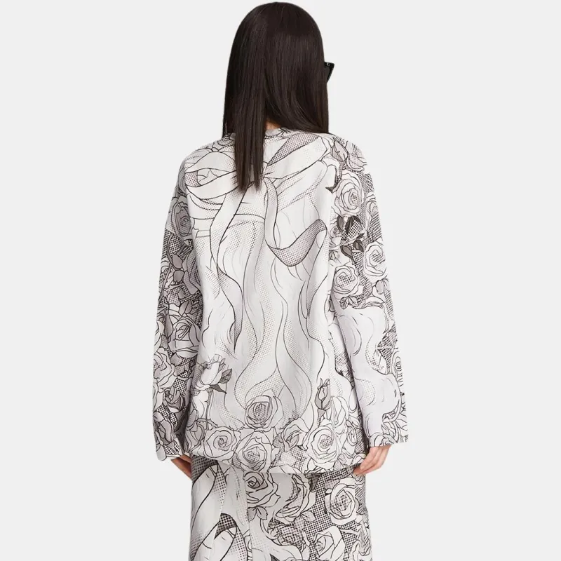 LALABOBO Drop Shoulder Sleeve T-Shirt Women's Ecru-1
