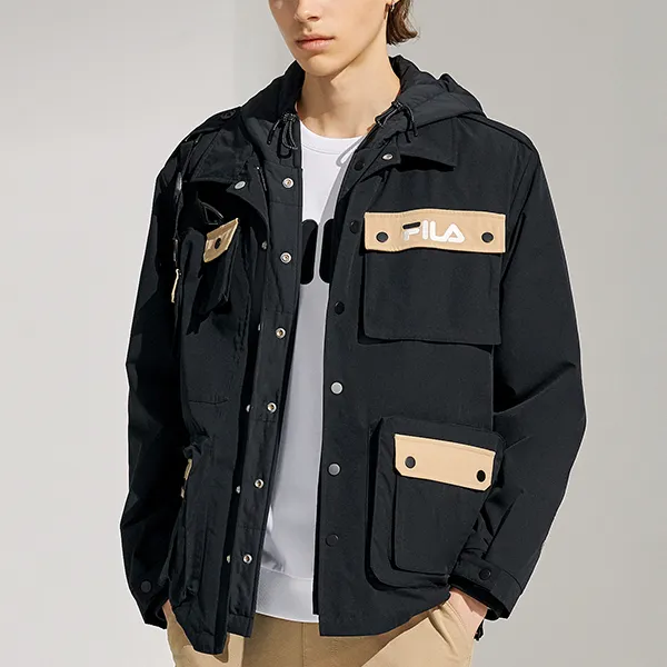 FILA FUSION Puffer Jackets Men Black-4