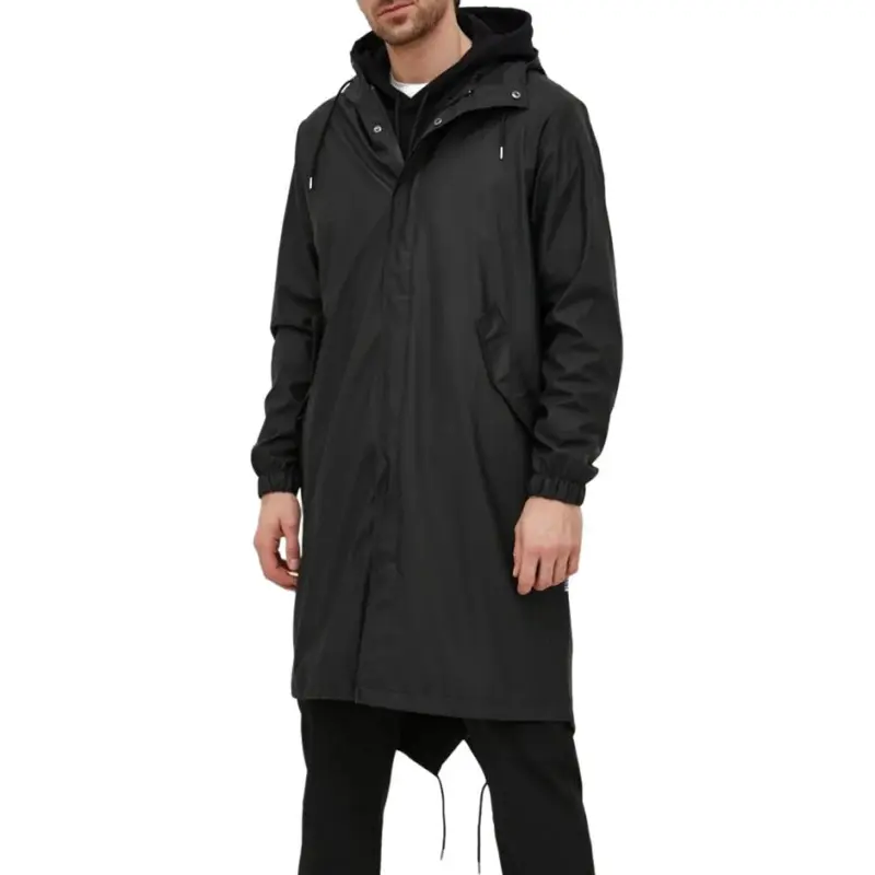 Rains Drawstring Long Sleeved Hooded Coat-4