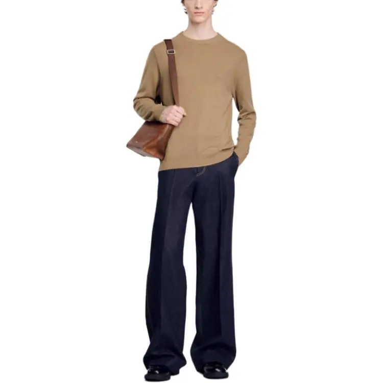 Sandro Cashmere Sweater Men's Camel-1