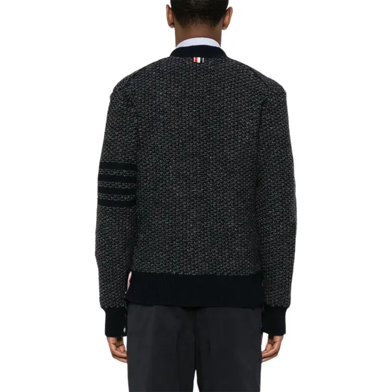 THOM BROWNE 4 Bar Textured knit Cardigan-3