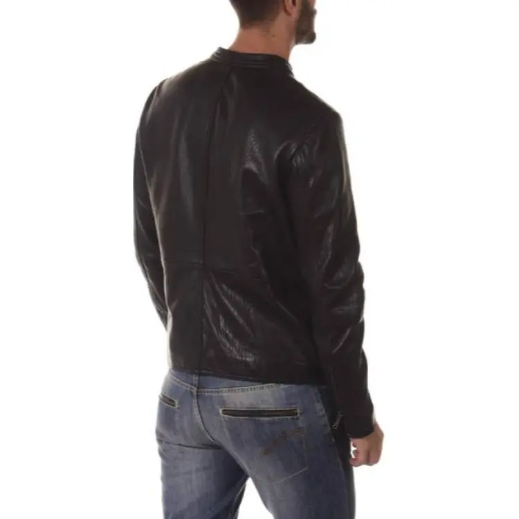 ARMANI JEANS Leather Jacket Men's Black-1