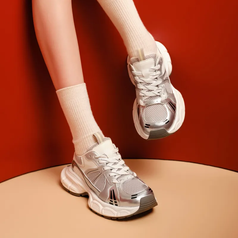 TOOMANYSHOES Vintage Party Low Top Chunky Sneakers 4cm Women's-3