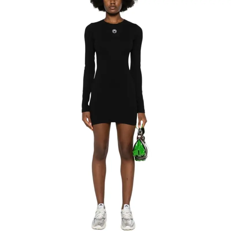 Marine Serre Logo Ribbed Jersey Mini Dress-2