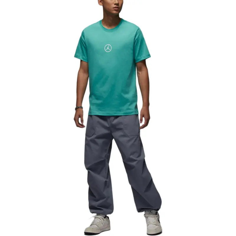 Jordan Flight EssentialsBRAND T Shirt Men's Washable Water Duck Cyan/White/Black-1