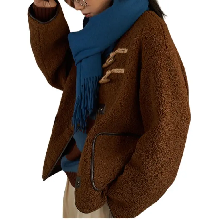 Omont Velvet feel Coat Women's Caramel Brown-4