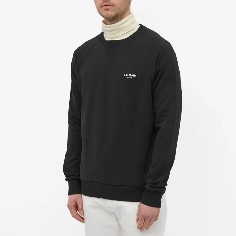 BALMAIN Logo Printed Ribbed Hem Sweatshirt-3