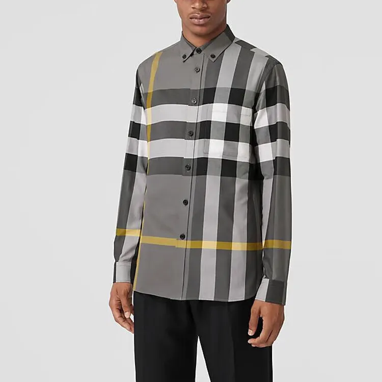 Burberry Shirts Men Gray-4