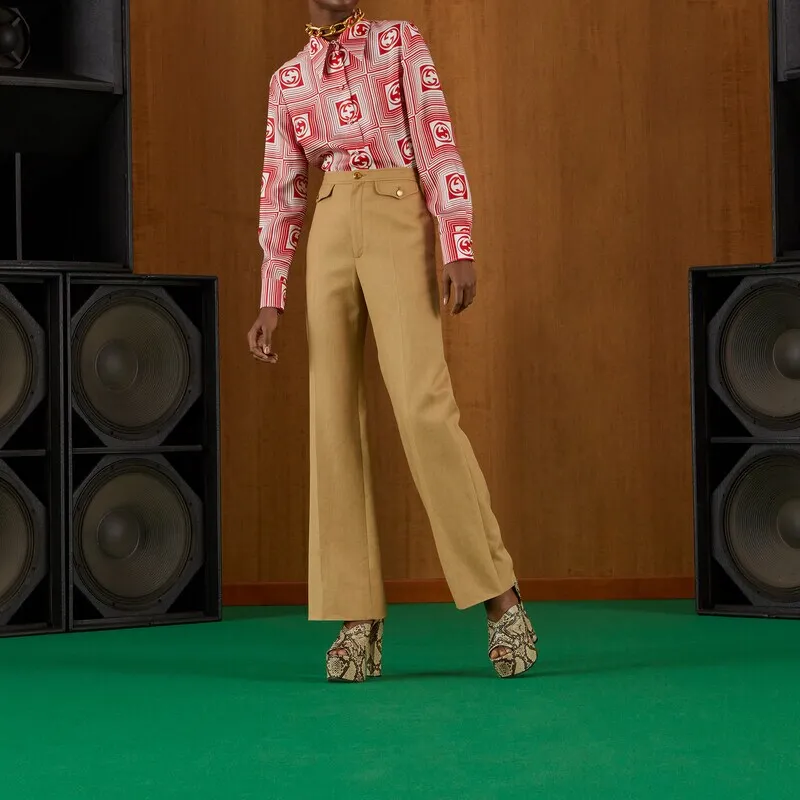 GUCCI SS22 Casual Pants Women's Light Brown-1
