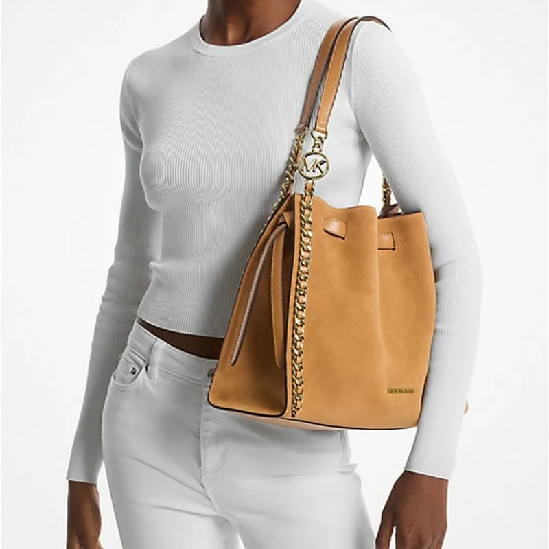 MICHAEL KORS Suede Handbag Shoulder Bag Large Size Women's Brown-3