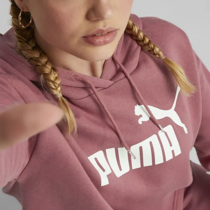 PUMA Metallic Nights Essentials Cropped Small Logo Hoodie TR Sweatshirt Women's Pink-4