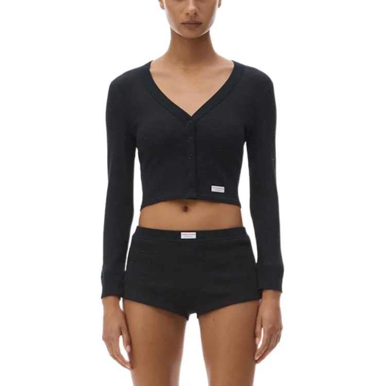 Alexander Wang Button Up Cropped Ribbed Cardigan-2