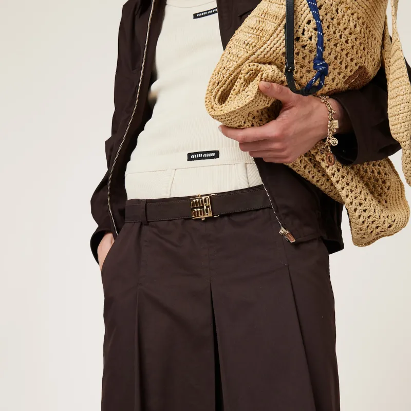 MIU MIU SS24 Casual Long Skirts Women's Cocoa Brown-3