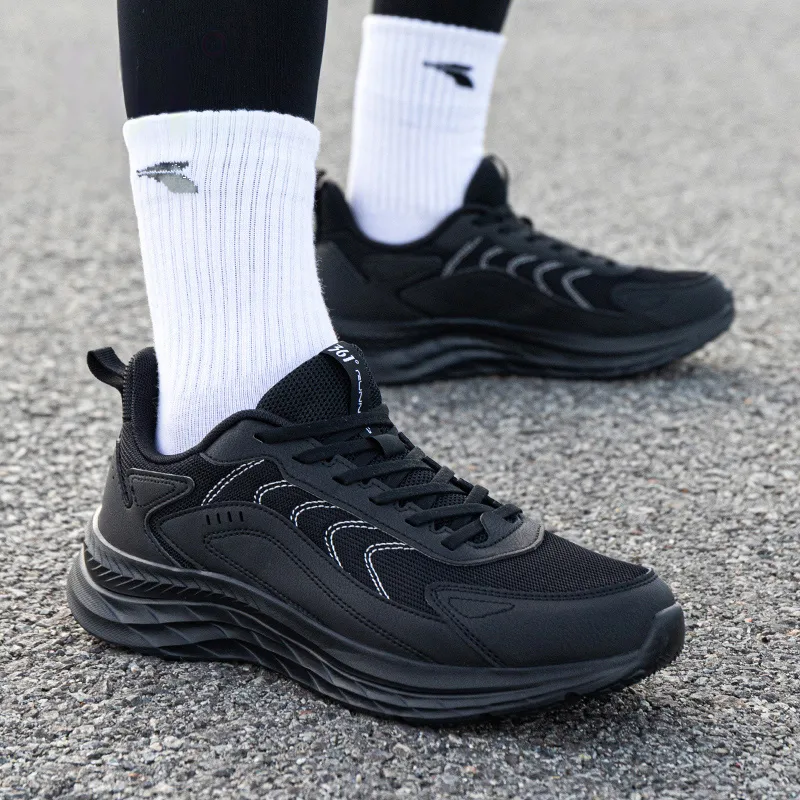 361° Cushioning Wear-Resistant Low-Top Running Shoes Men's Obsidian Black-4