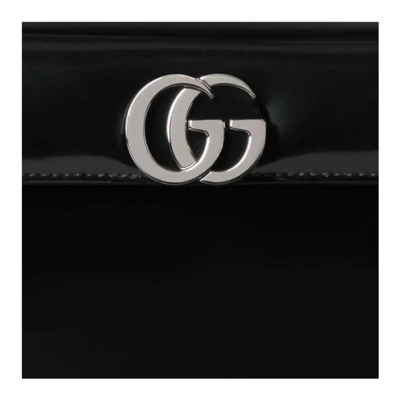 GUCCI Shiny Leather Crescent Bag Shoulder Bag Crossbody Bag Handbag Mini Women's Black-7