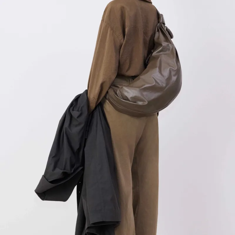 Lemaire Cow Leather Croissant Bag, Handbag, Shoulder Bag Large Size Women's Dark Olive-3