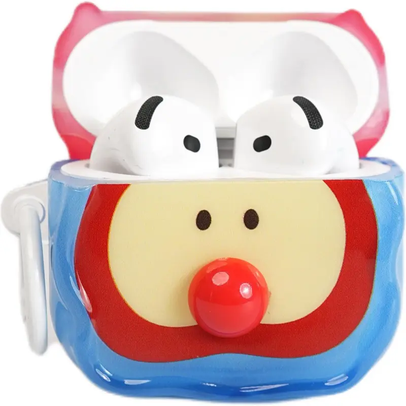 Wei Xin Compatibility  Apple AirPods 4/2/3/4th Generation/AirPods Pro/Pro 2 TPU Blue Base Red Apple Headphone Cases-1
