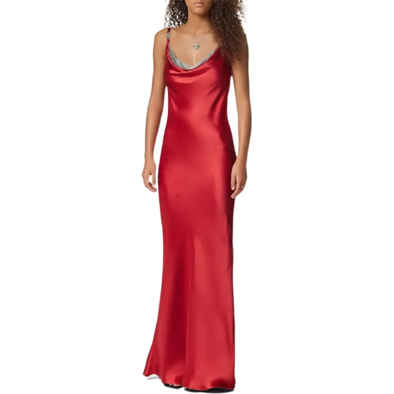 VERSACE Metal Mesh Slip Satin Gown-1