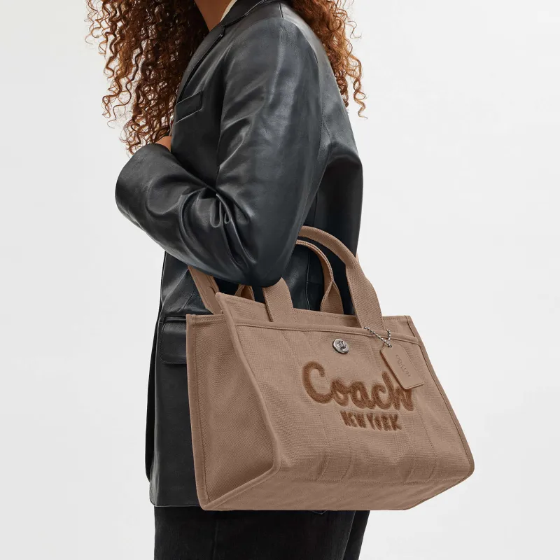 COACH Cargo Canvas Tote Bag Shopping Bag One Shoulder Crossbody Canvas Bag Handbag Large Size Women's Brown-4
