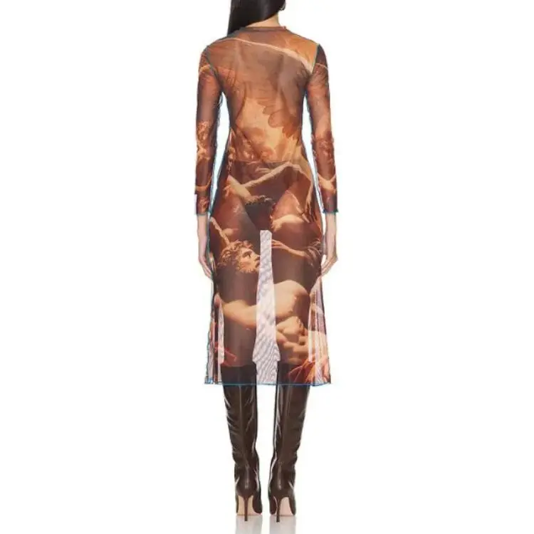 ROKH Renaissance print Midi Dress-0