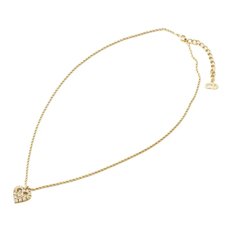 DIOR 1990s-2000s Heart Rhinestone Necklace-1