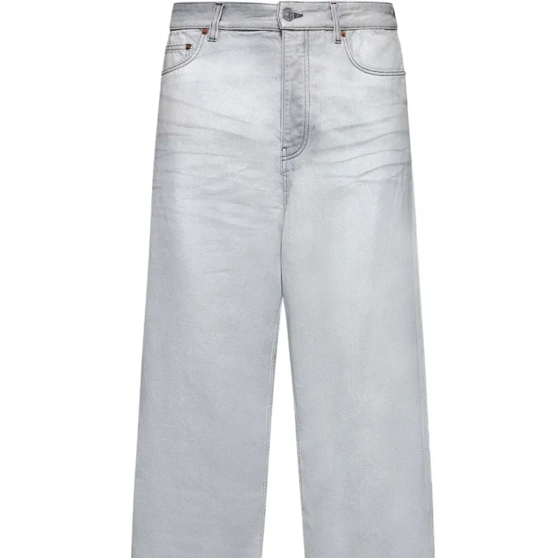 Balenciaga Logo Label Wide Leg Jeans-2