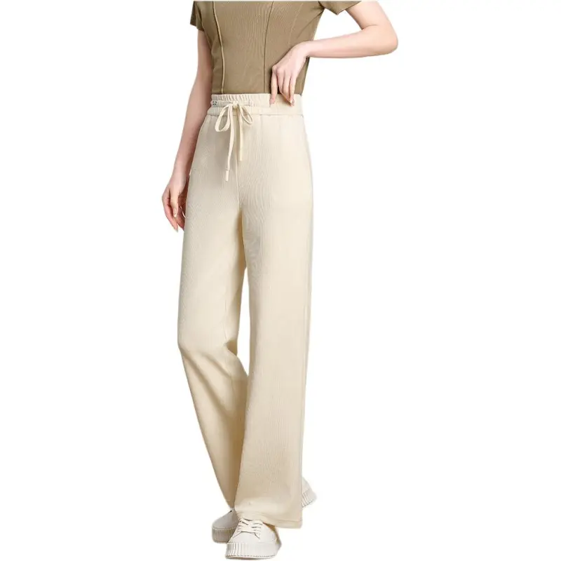 FENHONGMALI Casual Pants Women's Beige-4