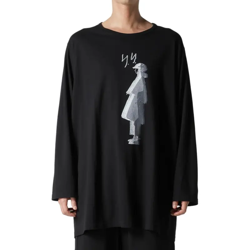 Yohji Yamamoto Single Jersey Printed Long Sleeve T Shirt-5