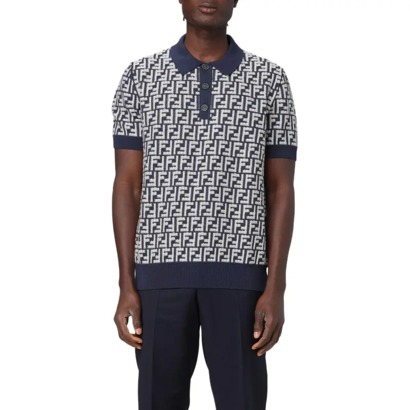FENDI Ff Motif Short-Sleeved Knit Polo Shirt-2