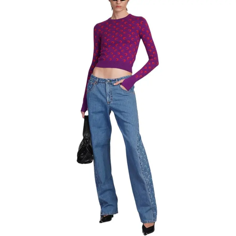 Marine Serre Moon Printed Logo Patch Jeans-3