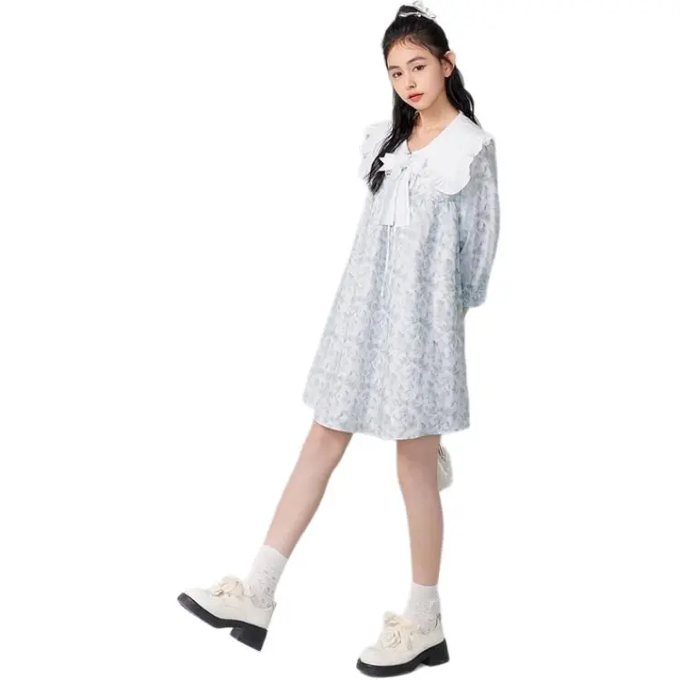 ZIHAN Long Sleeved Dress Women's Sky Blue-4