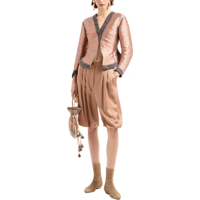 GIORGIO ARMANI Short Jacket In A Jacquard Silk Blend-3