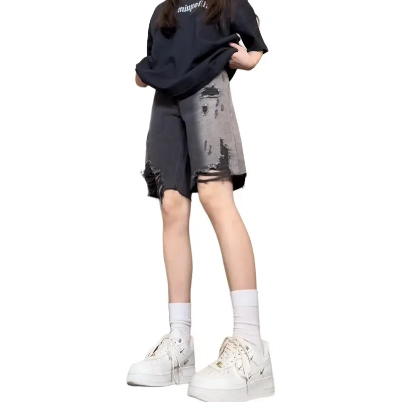 Ordifen Denim Shorts Women's Black-3