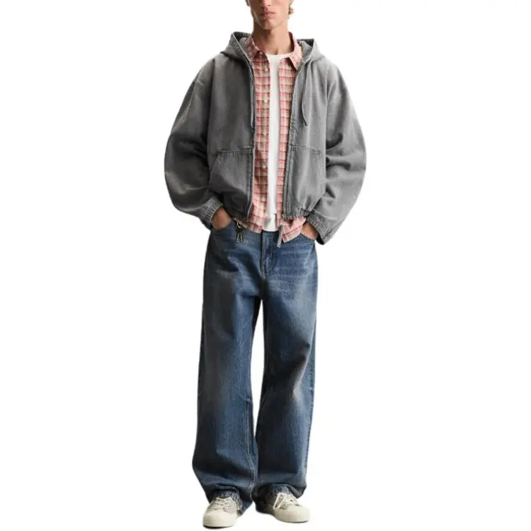 ZARA Denim Jackets Men Gray-4