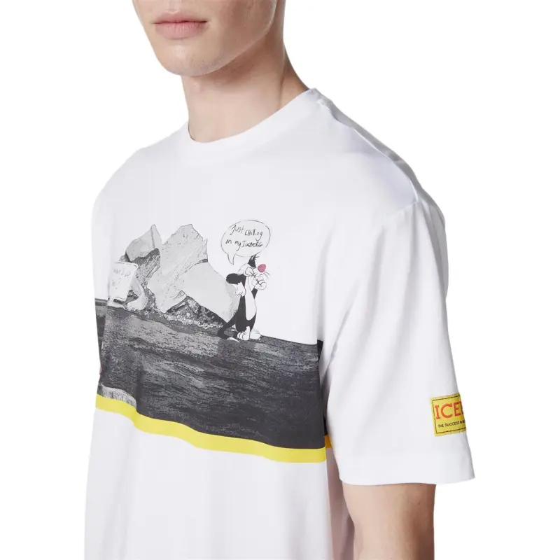 Iceberg Pattern Printed Crewneck T Shirt-4