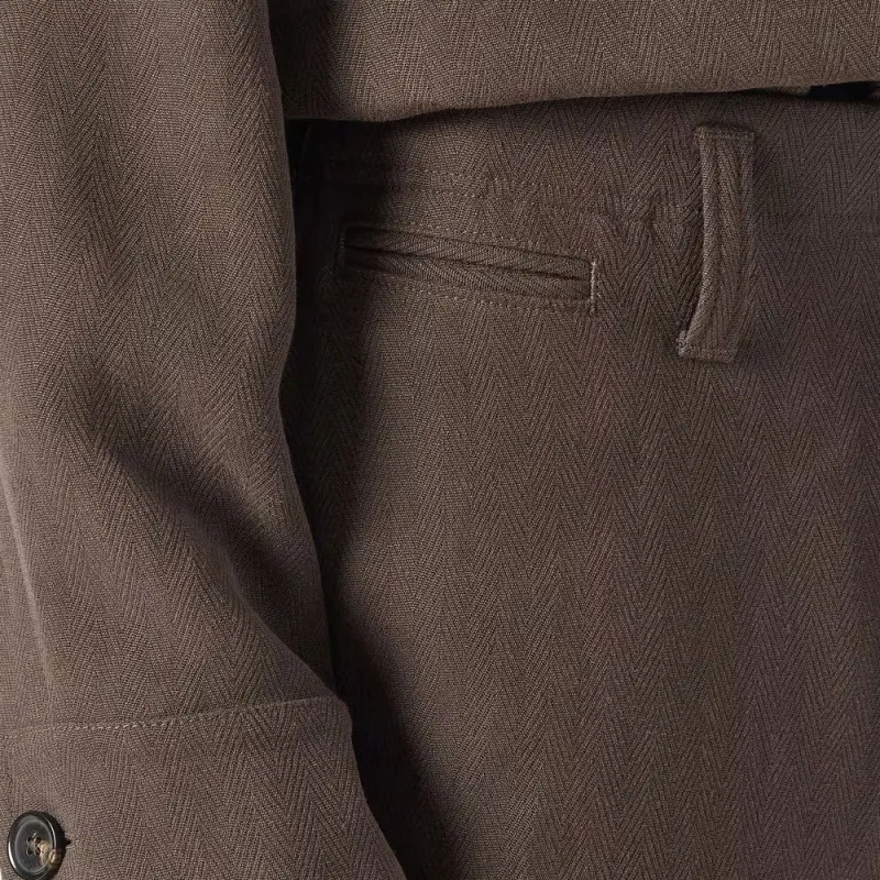 Loro Piana SS25 Casual Pants Men's Dark Teak Wood Color-5