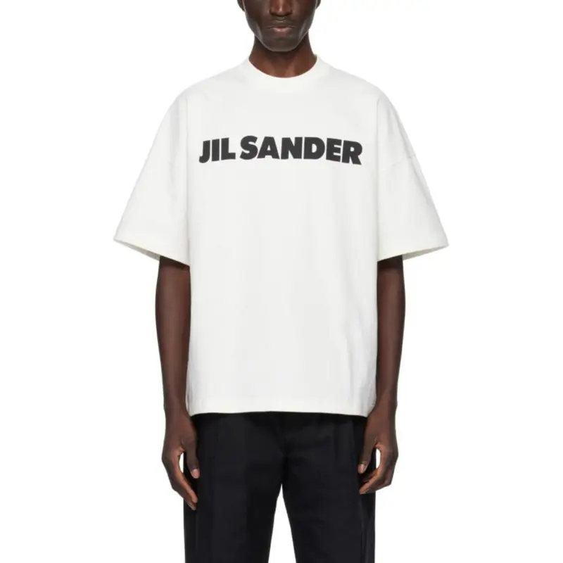 JIL SANDER Boxy Fit Logo Print Cotton T Shirt-2