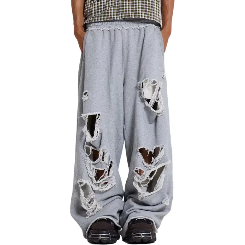 Jaded London Drift Series Drift Collection Distressed Grey Marl Loopback Monster Joggers Casual Pants Men's Gray-5
