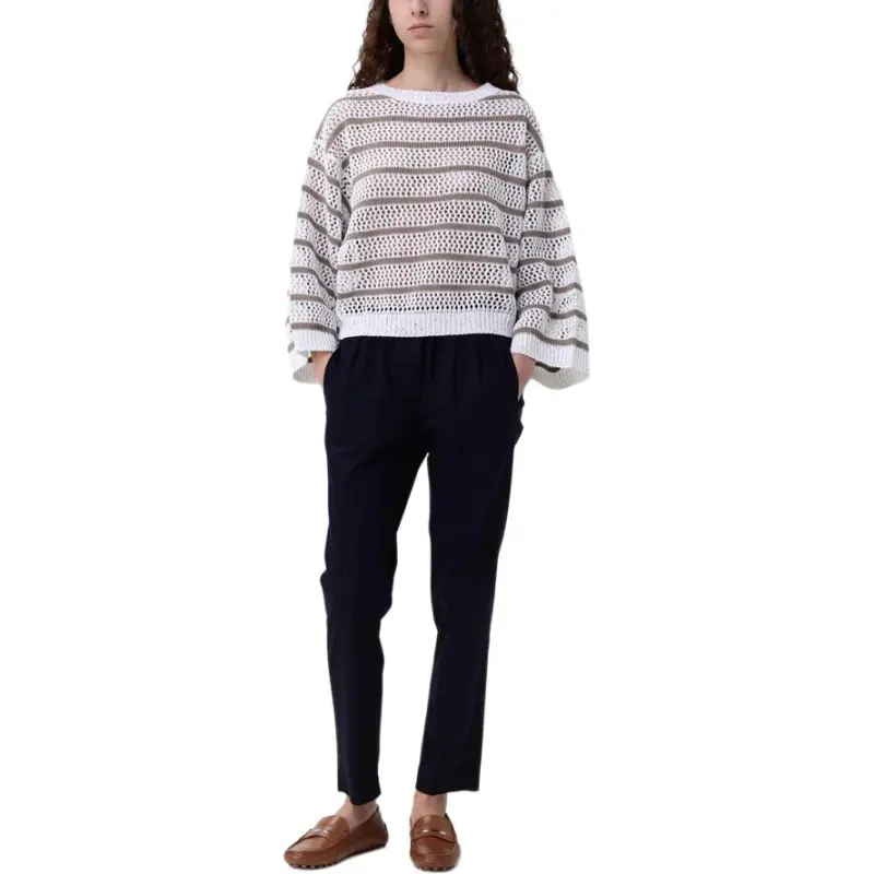 Brunello Cucinelli Dazzling Striped Net Jumper-1