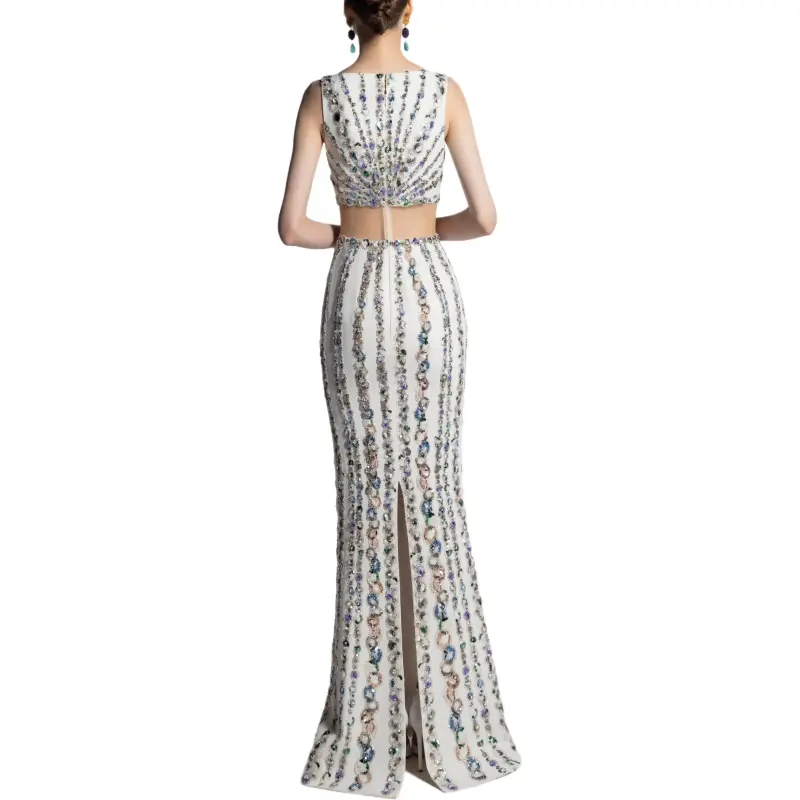 Saiid Kobeisy Beaded Canton crepe Gown-3
