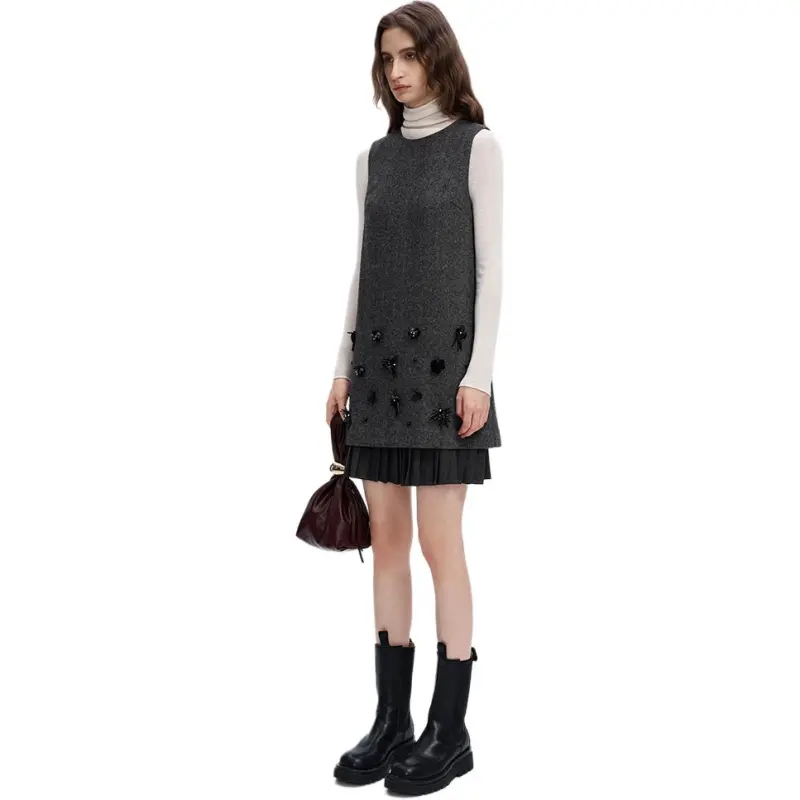 Self Who Sleeveless Dress Women's Premium Gray-1