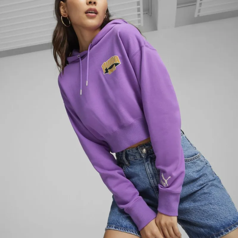 PUMA TEAM FOR THE FANBASE Cropped Hoodie TR Sweatshirt Women's Purple-3