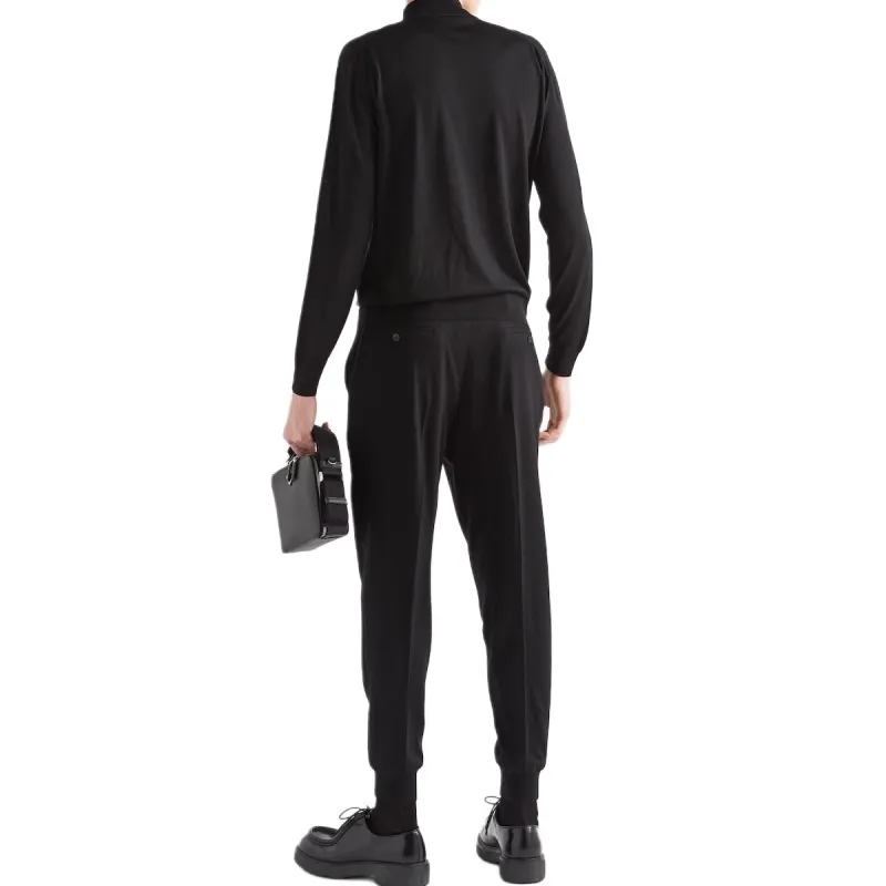 PRADA Buttoned Tapered Leg Pants-4