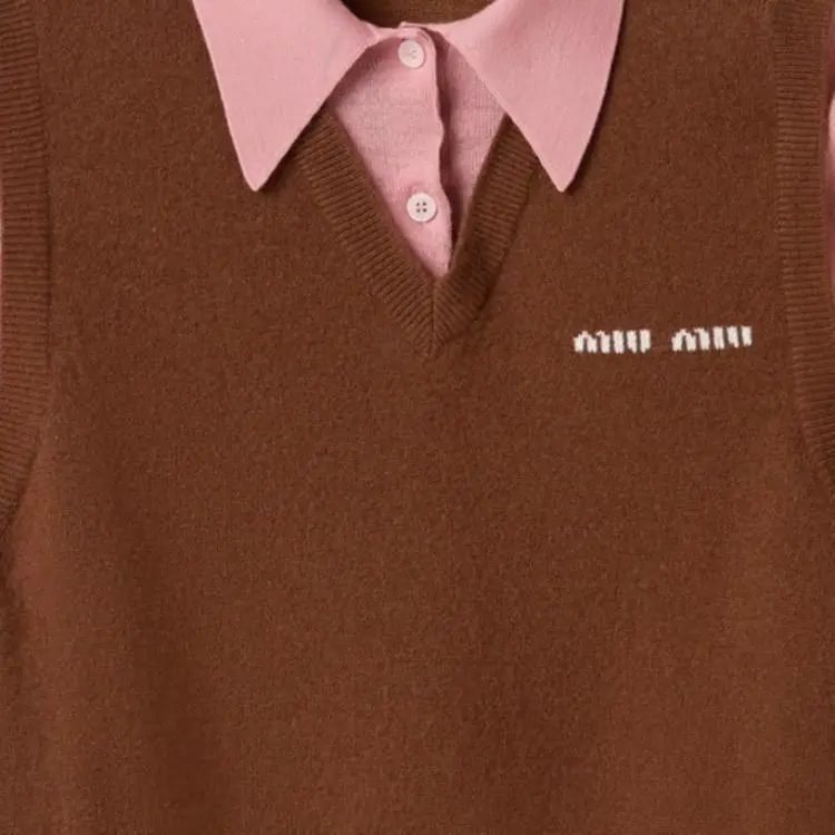 MIU MIU Logo intarsia Polo Top-4