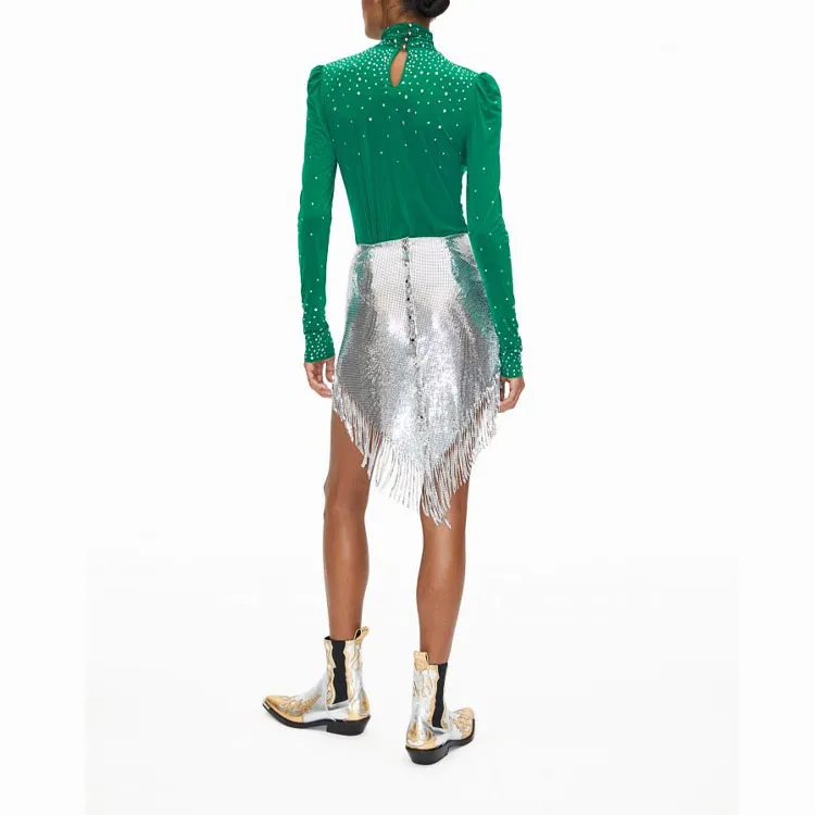 Rabanne H&M Embellished Jersey Top Green-3