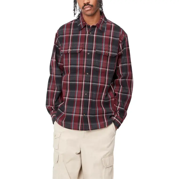 Carhartt WIP FW24 L/S Hobart Shirt Men's Red-3